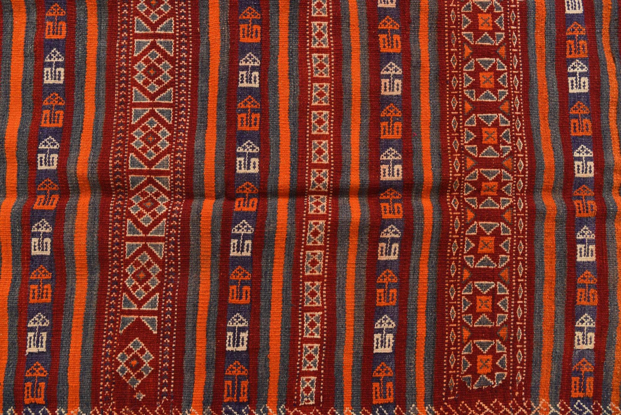 4' 4 x 11' 6 Hand Woven Kilim Fars Wool Runner Rug
