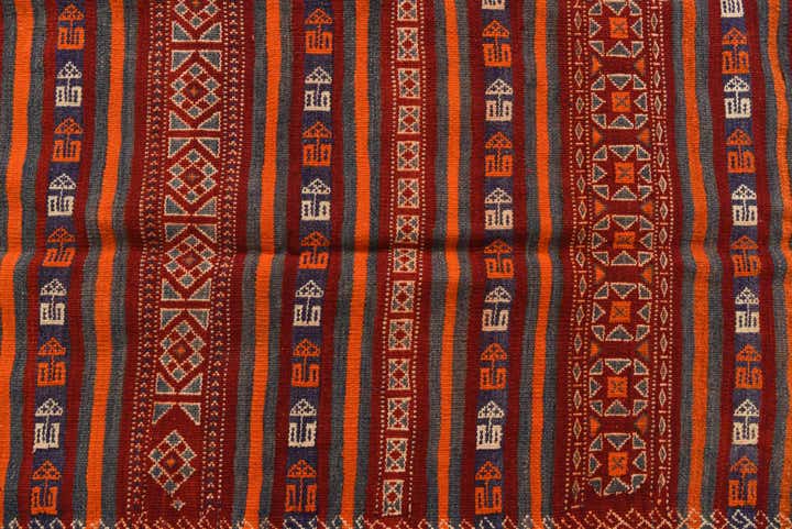 4' 4 x 11' 6 Hand Woven Kilim Fars Wool Runner Rug