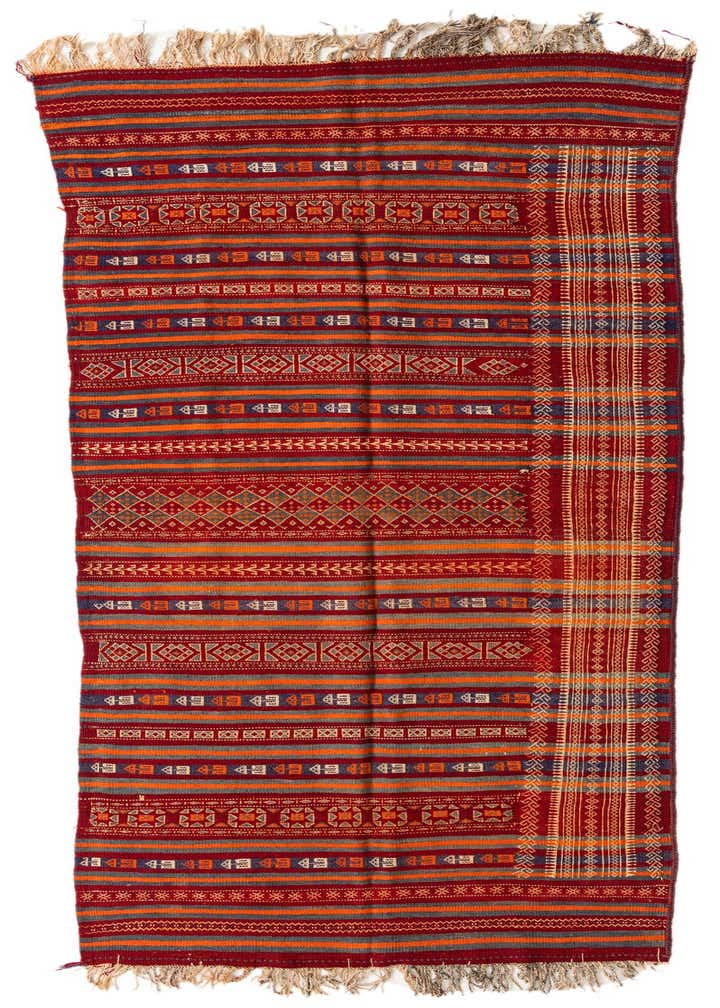 4' 4 x 11' 6 Hand Woven Kilim Fars Wool Runner Rug