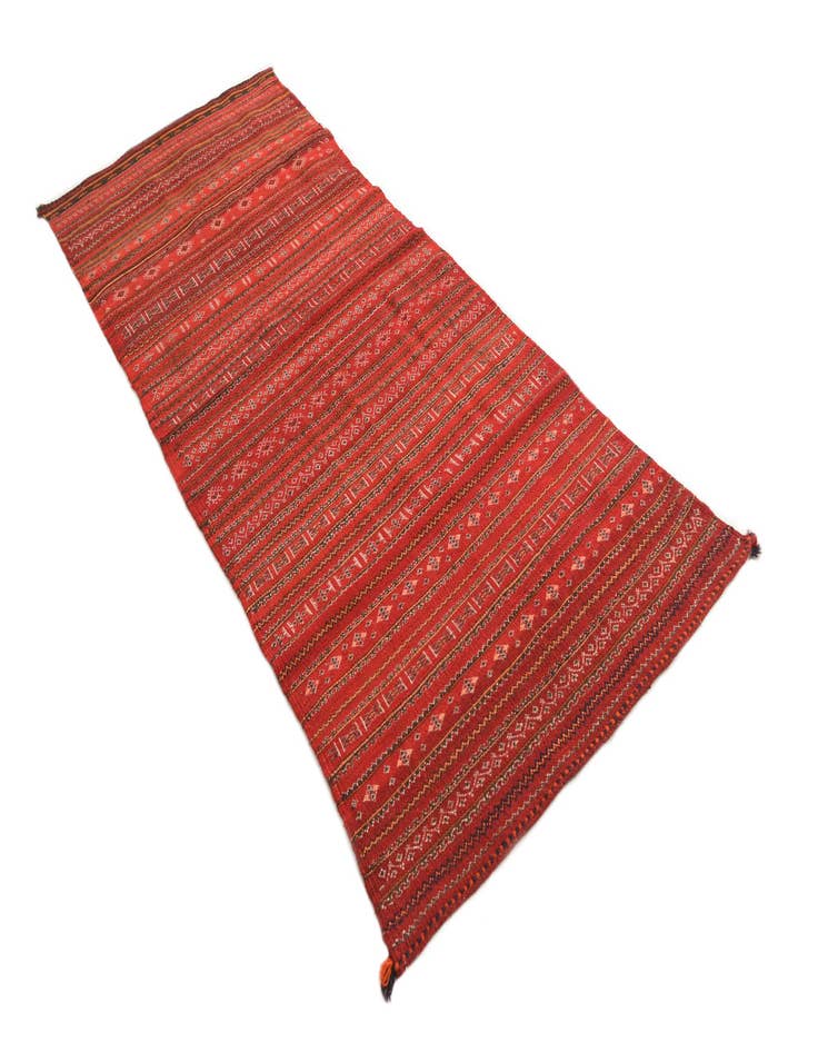 Detail image of 3' 3 x 8' 5 Hand Woven Kilim Fars Wool Runner Rug