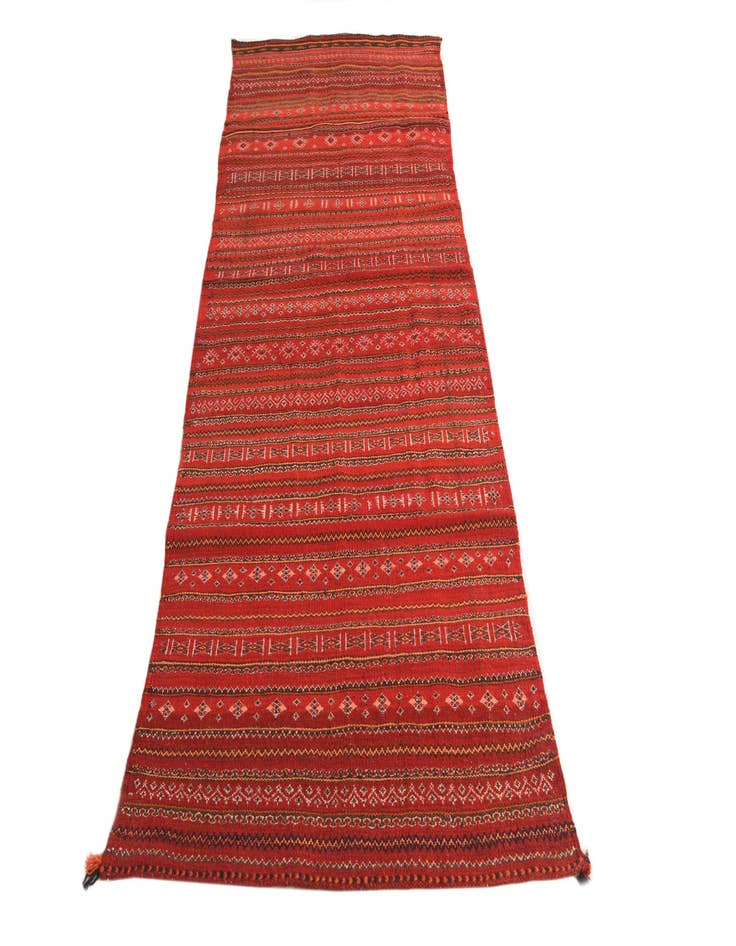 Detail image of 3' 3 x 8' 5 Hand Woven Kilim Fars Wool Runner Rug