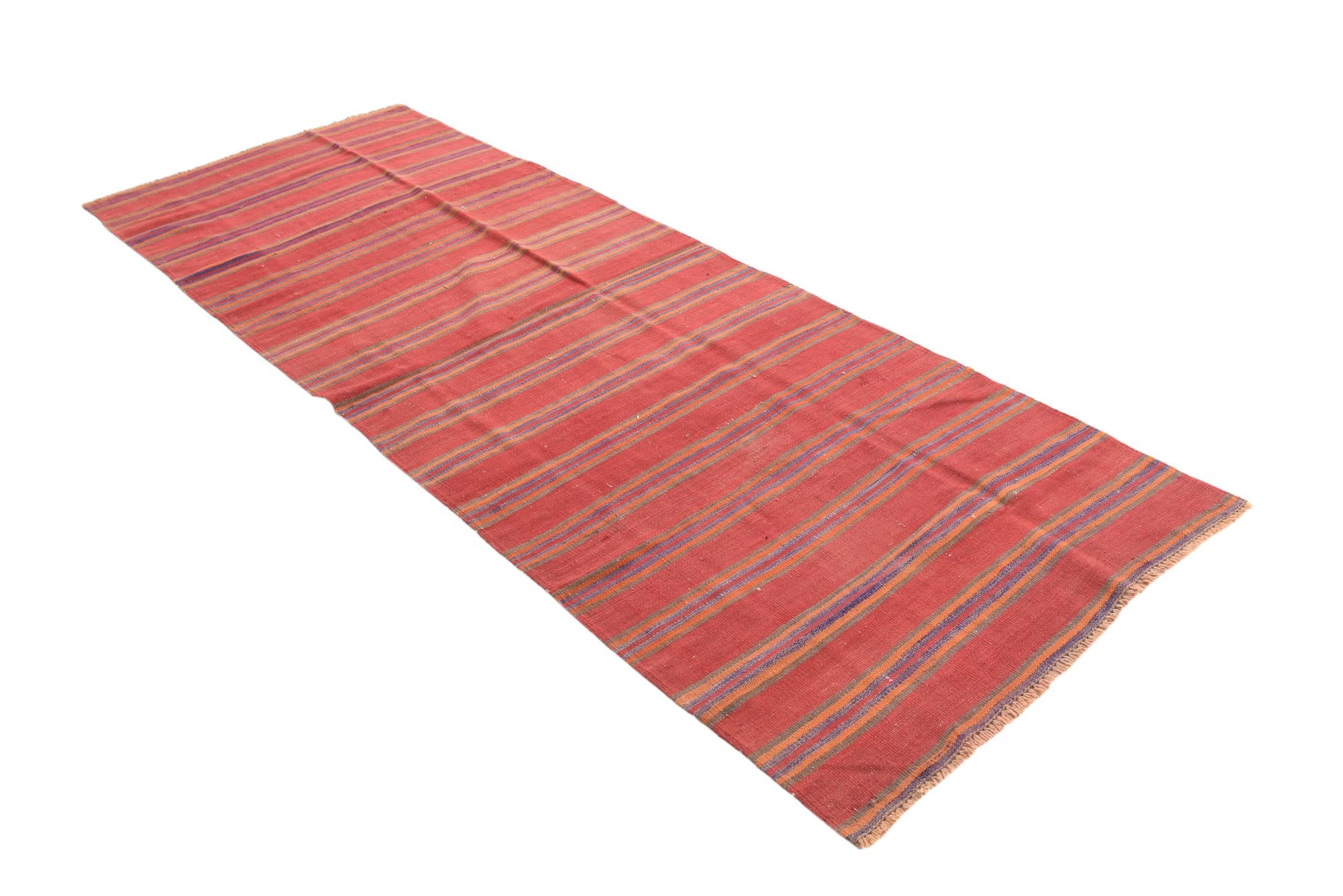3' 10 x 10' 8 Hand Woven Kilim Fars Wool Runner Rug