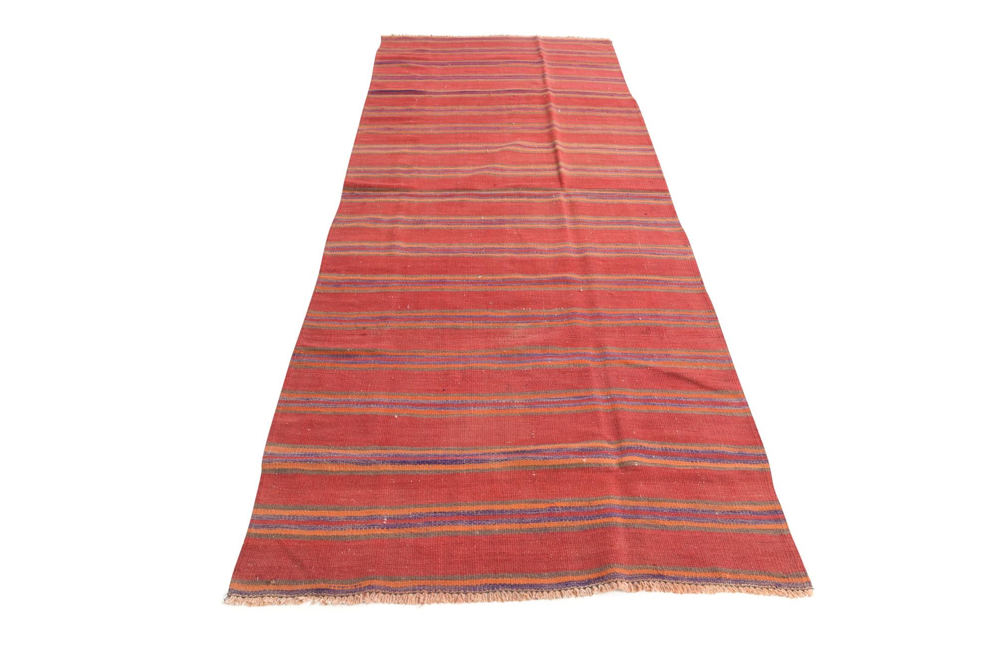 3' 10 x 10' 8 Hand Woven Kilim Fars Wool Runner Rug