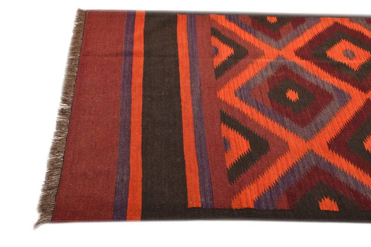 Detail image of 3' 10 x 12' Hand Woven Kilim Fars Wool Runner Rug