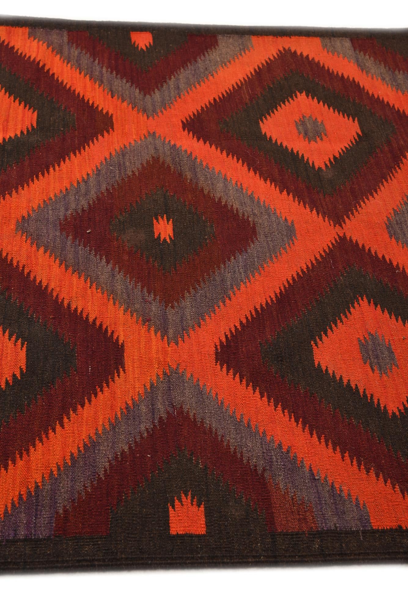 3' 10 x 12' Hand Woven Kilim Fars Wool Runner Rug