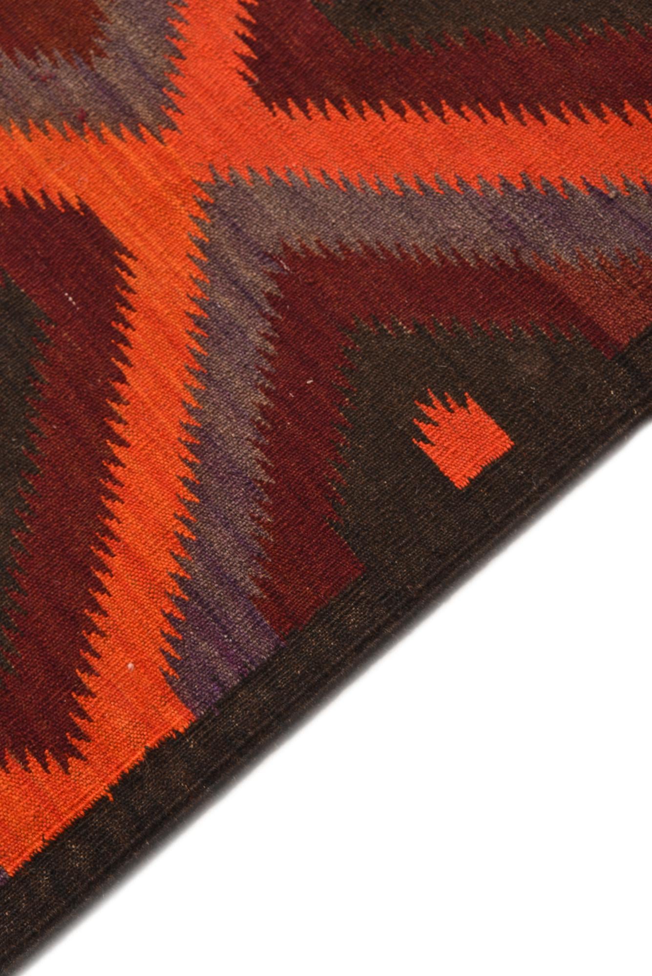 3' 10 x 12' Hand Woven Kilim Fars Wool Runner Rug