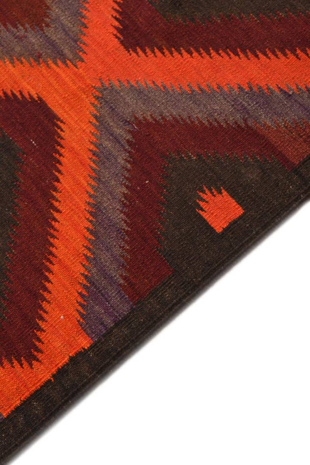 Detail image of 3' 10 x 12' Hand Woven Kilim Fars Wool Runner Rug