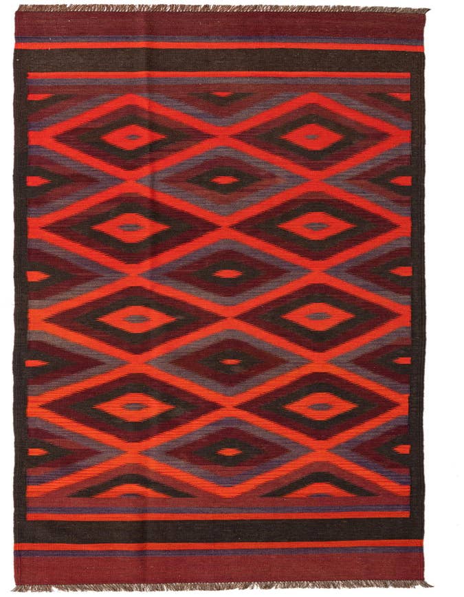 Detail image of 3' 10 x 12' Hand Woven Kilim Fars Wool Runner Rug