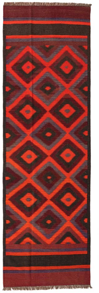 Detail image of 3' 10 x 12' Hand Woven Kilim Fars Wool Runner Rug