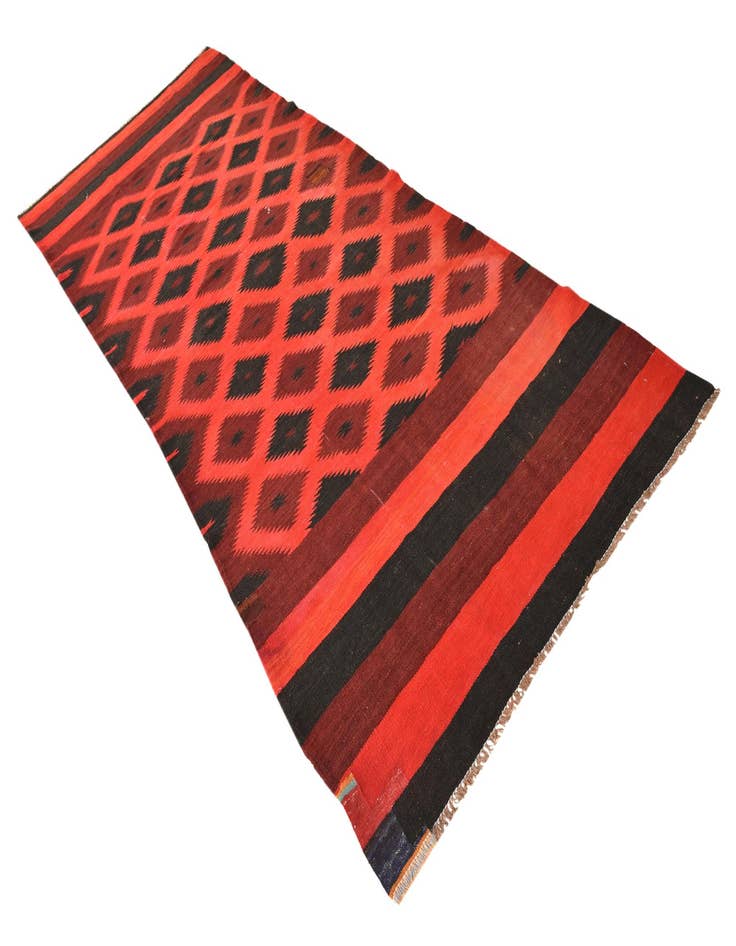 Detail image of 4' 1 x 11'  Hand Woven Kilim Fars Wool Runner Rug