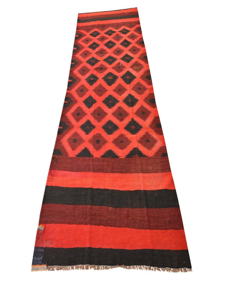 Detail image of 4' 1 x 11'  Hand Woven Kilim Fars Wool Runner Rug