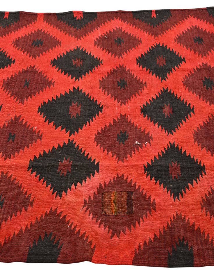 Detail image of 4' 1 x 11'  Hand Woven Kilim Fars Wool Runner Rug