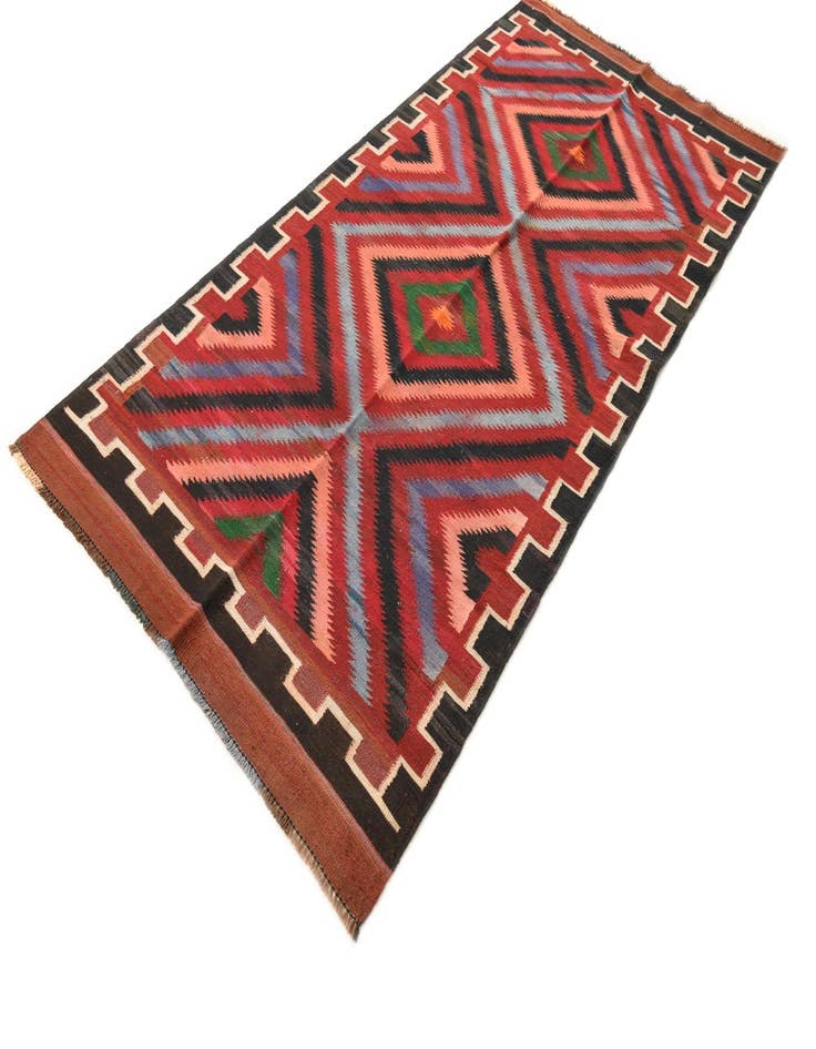 Detail image of 4' 1 x 9'  Hand Woven Kilim Fars Wool Runner Rug