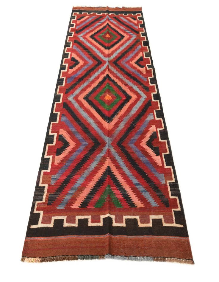 Detail image of 4' 1 x 9'  Hand Woven Kilim Fars Wool Runner Rug