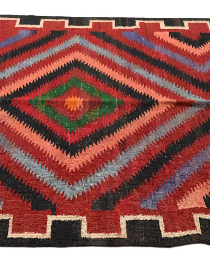 Detail image of 4' 1 x 9'  Hand Woven Kilim Fars Wool Runner Rug