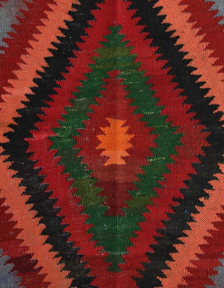 Detail image of 4' 1 x 9'  Hand Woven Kilim Fars Wool Runner Rug