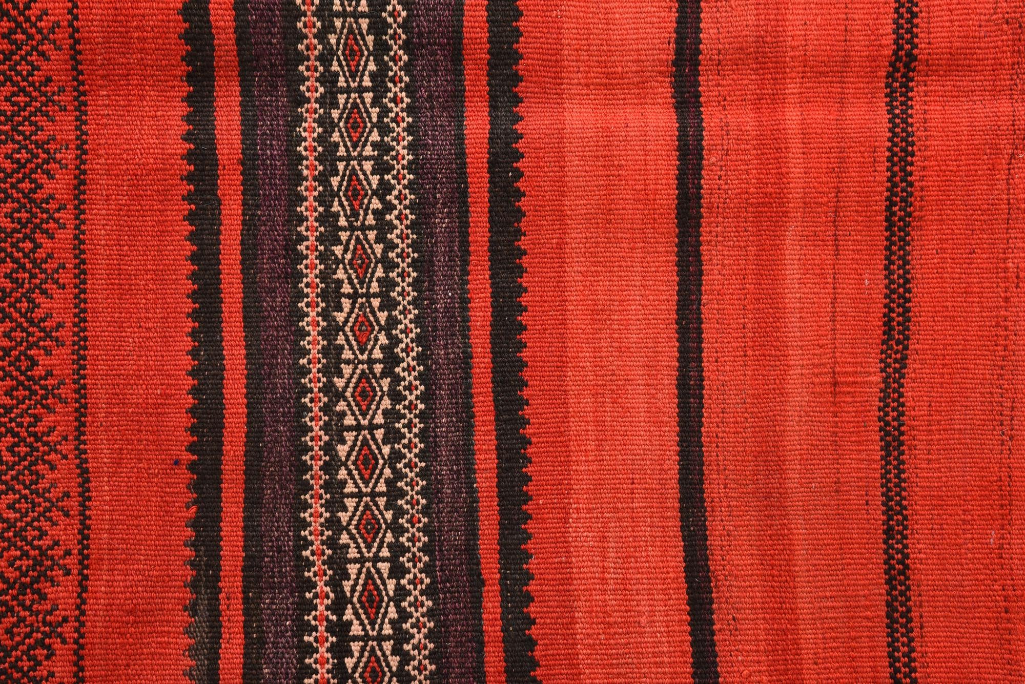 4' 1 x 9' 5 Hand Woven Kilim Fars Wool Runner Rug
