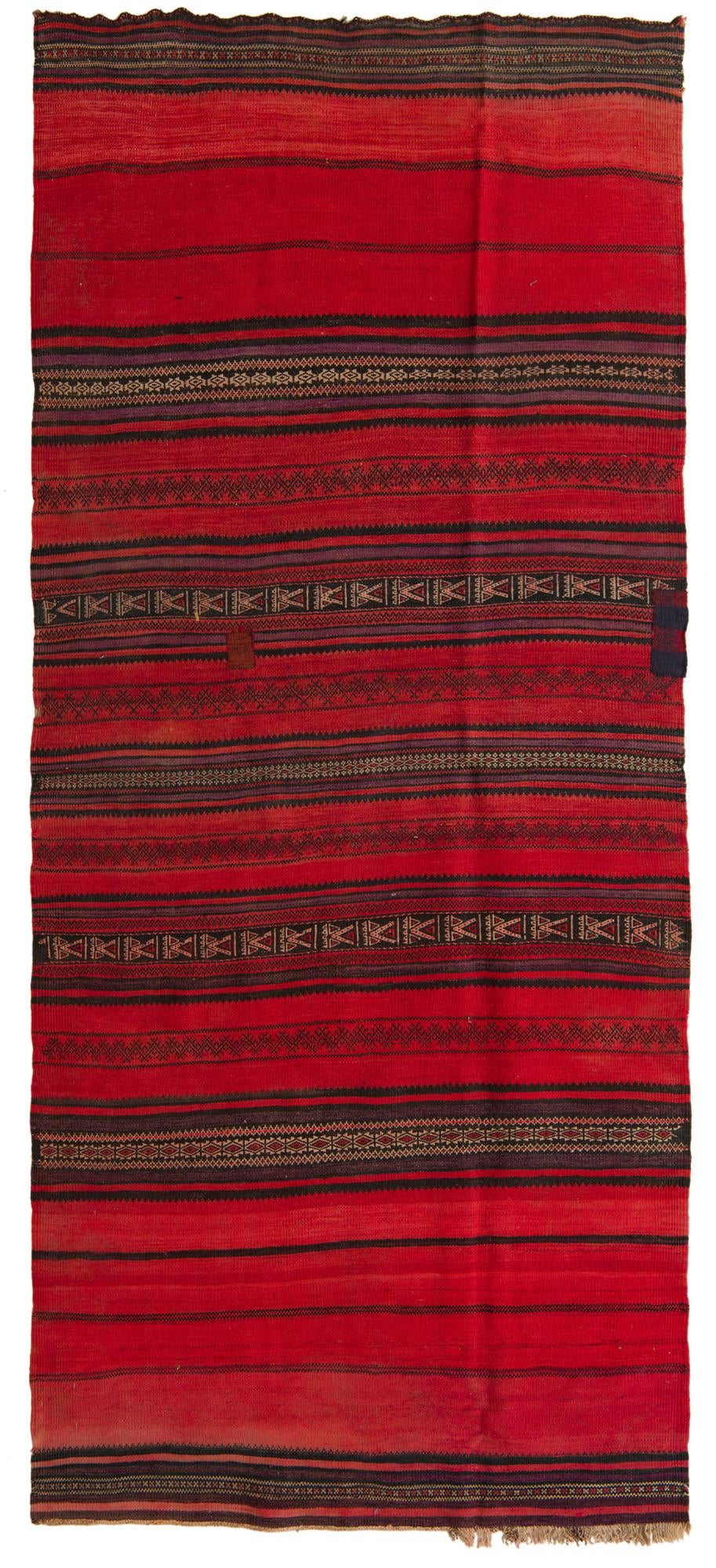 4' 1 x 9' 5 Hand Woven Kilim Fars Wool Runner Rug