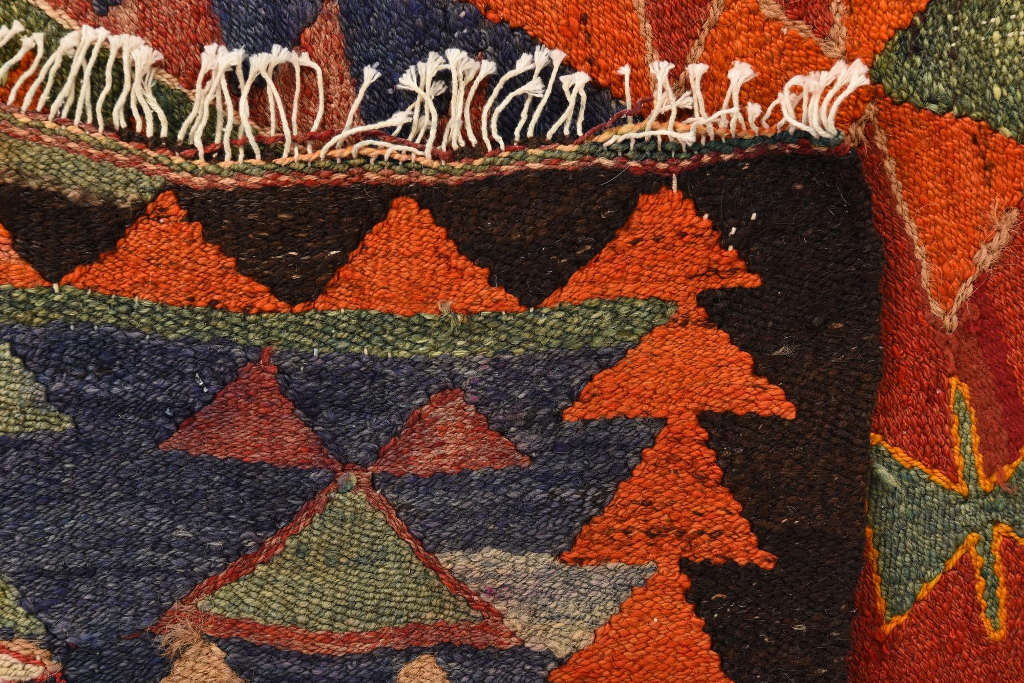 4' 3 x 9' 4 Hand Woven Kilim Fars Wool Runner Rug