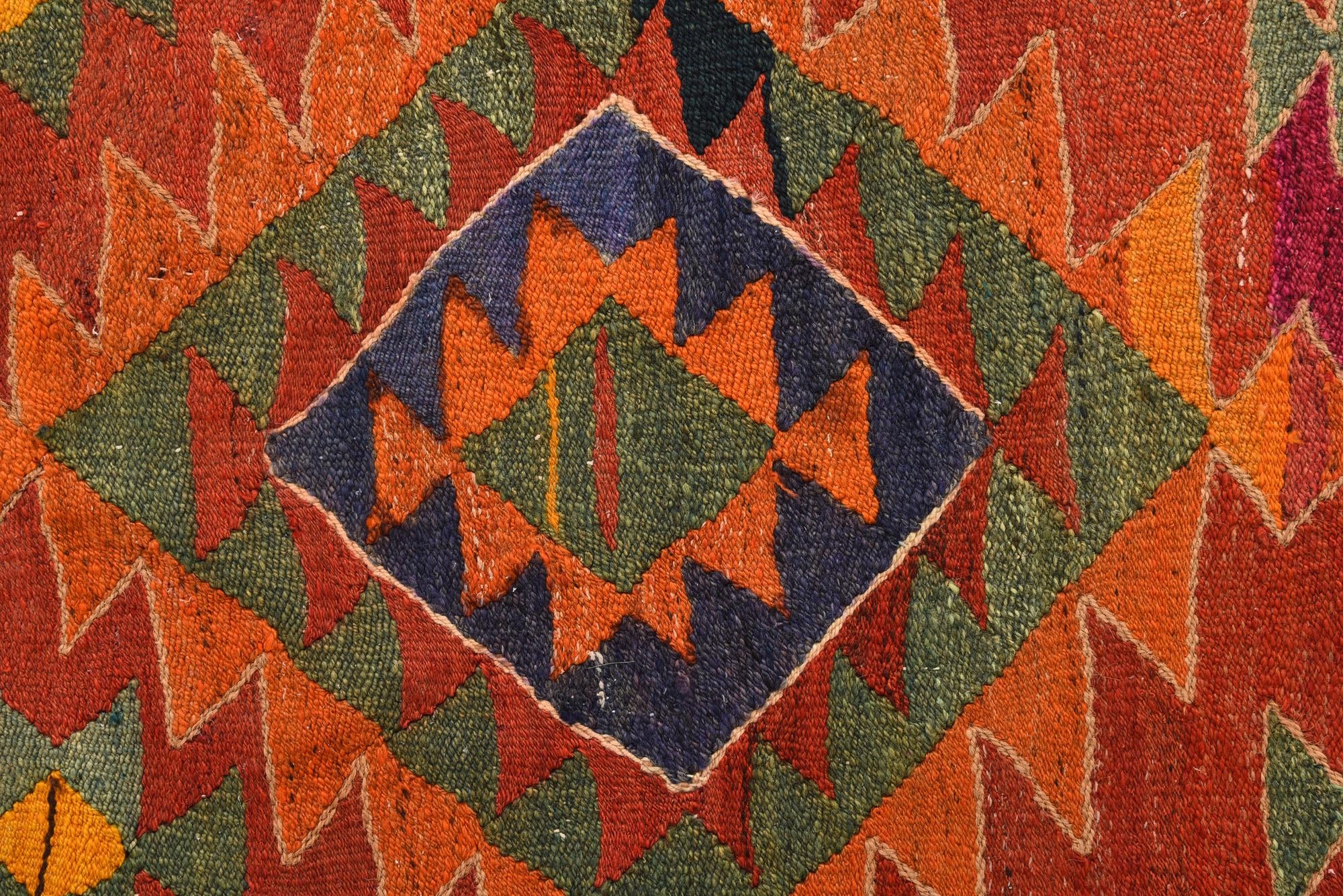 4' 3 x 9' 4 Hand Woven Kilim Fars Wool Runner Rug