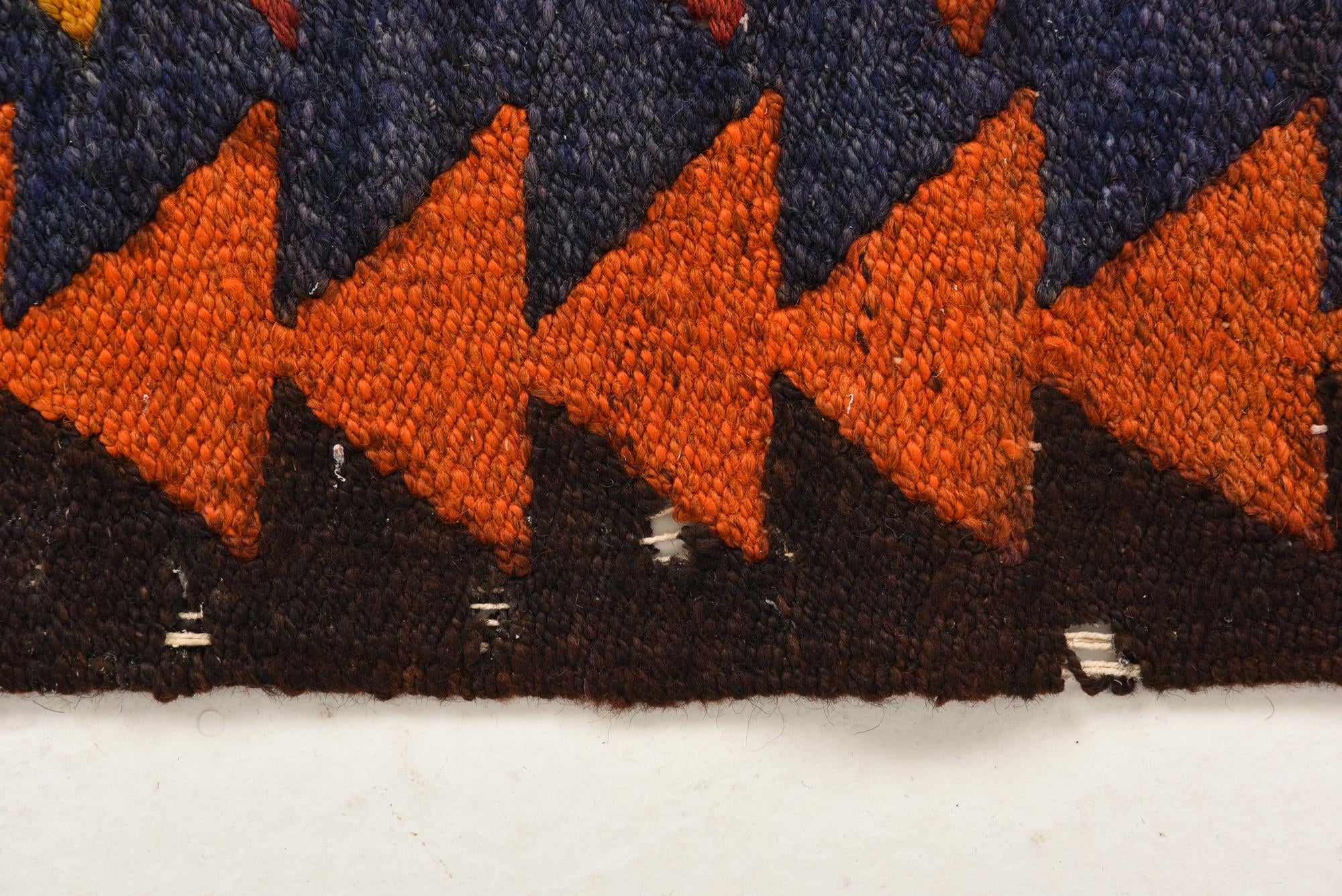 4' 3 x 9' 4 Hand Woven Kilim Fars Wool Runner Rug