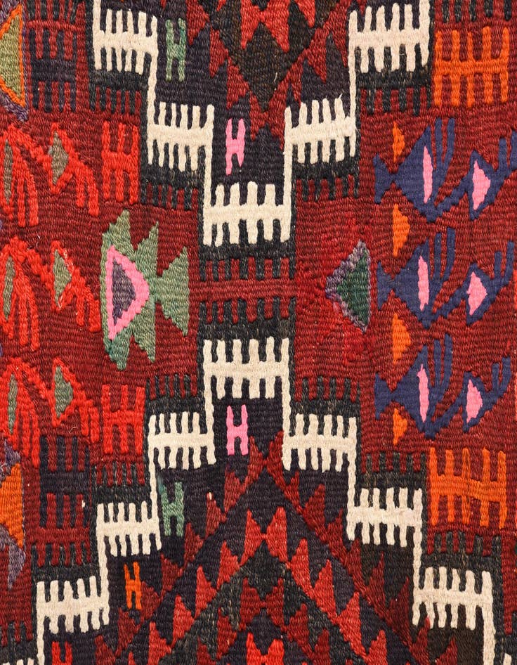 Detail image of 4' 9 x 9' 6  Hand Woven Kilim Fars Wool Runner Rug