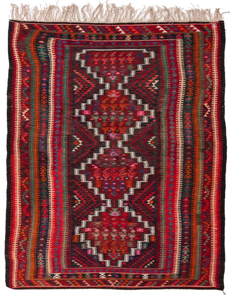 Detail image of 4' 9 x 9' 6 Hand Woven Kilim Fars Wool Runner Rug
