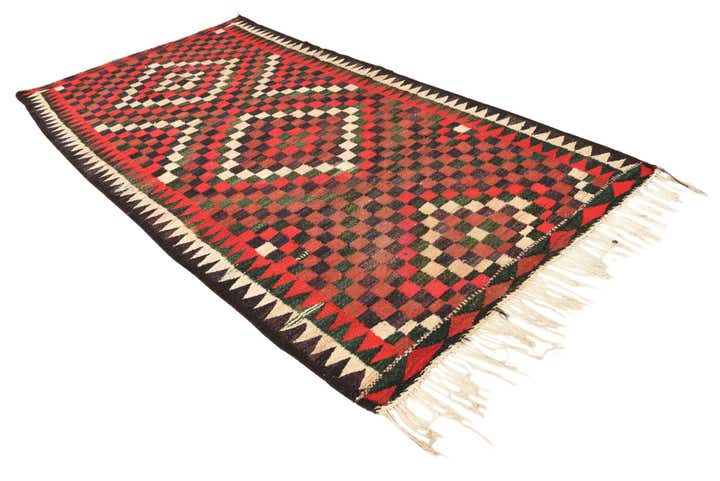 5' 3 x 10' Hand Woven Kilim Fars Wool Runner Rug