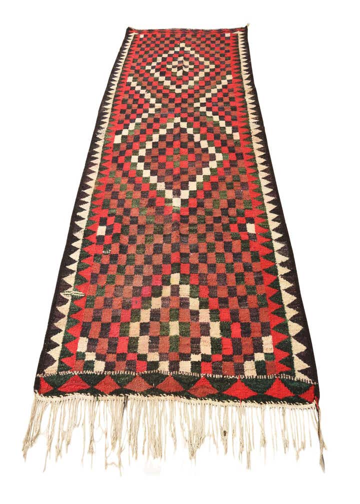 5' 3 x 10' Hand Woven Kilim Fars Wool Runner Rug