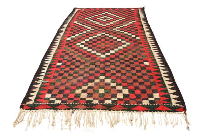 5' 3 x 10' Hand Woven Kilim Fars Wool Runner Rug