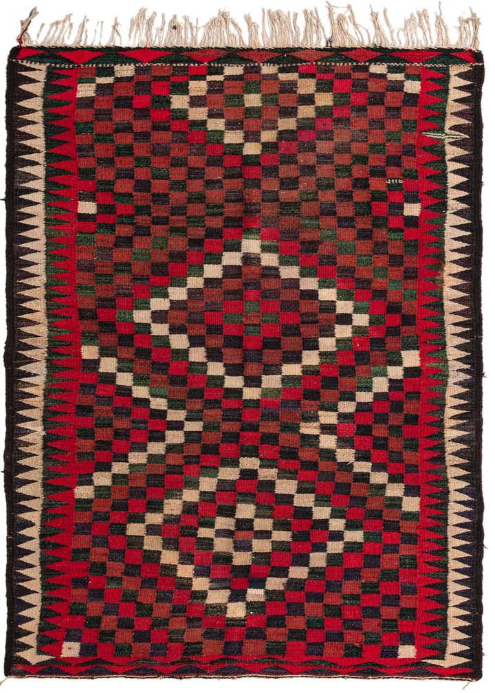 5' 3 x 10' Hand Woven Kilim Fars Wool Runner Rug