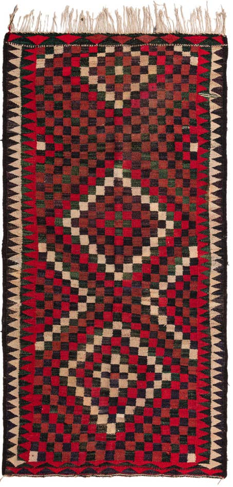 Detail image of 5' 3 x 10' Hand Woven Kilim Fars Wool Runner Rug