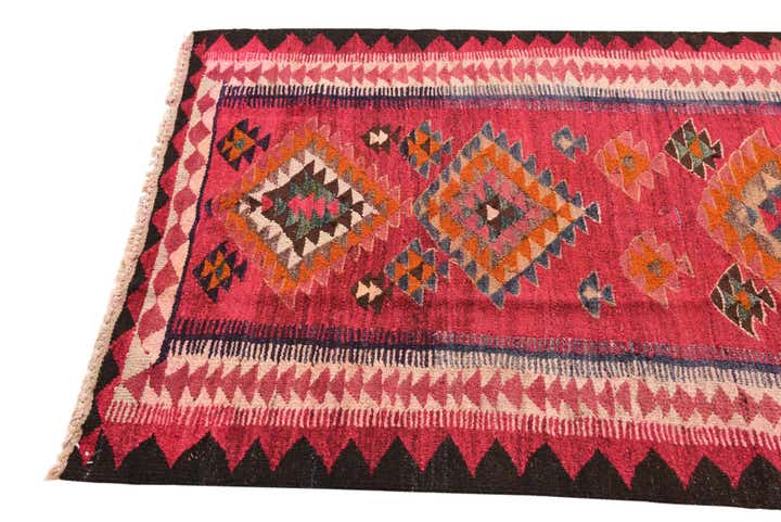 4' 1 x 9' 4 Hand Woven Kilim Fars Wool Runner Rug