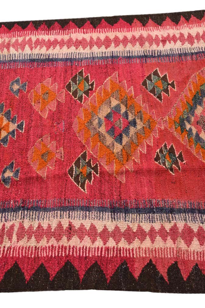 4' 1 x 9' 4 Hand Woven Kilim Fars Wool Runner Rug