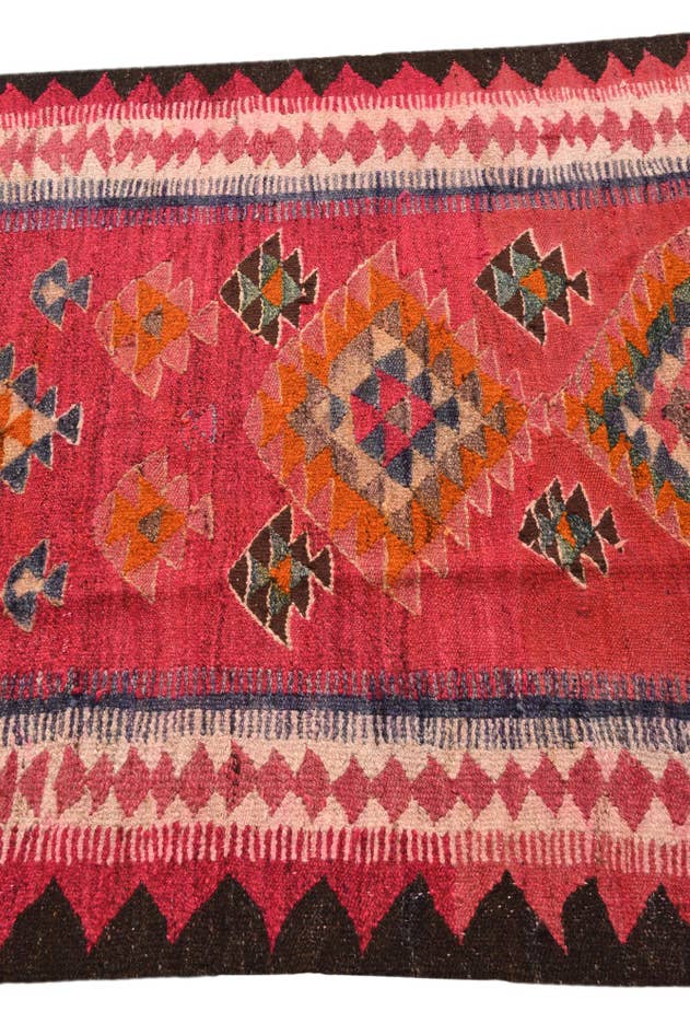 Detail image of 4' 1 x 9' 4 Hand Woven Kilim Fars Wool Runner Rug