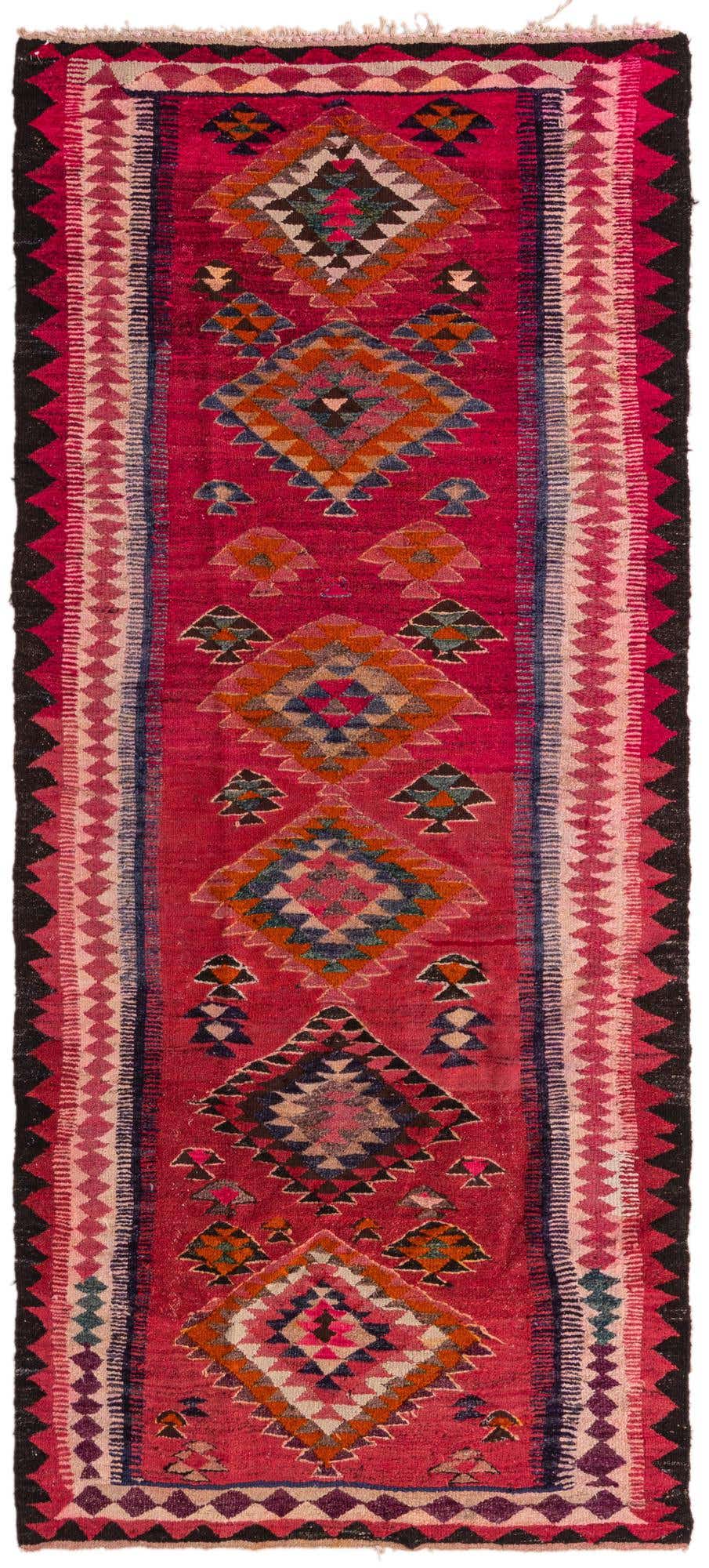 4' 1 x 9' 4 Hand Woven Kilim Fars Wool Runner Rug