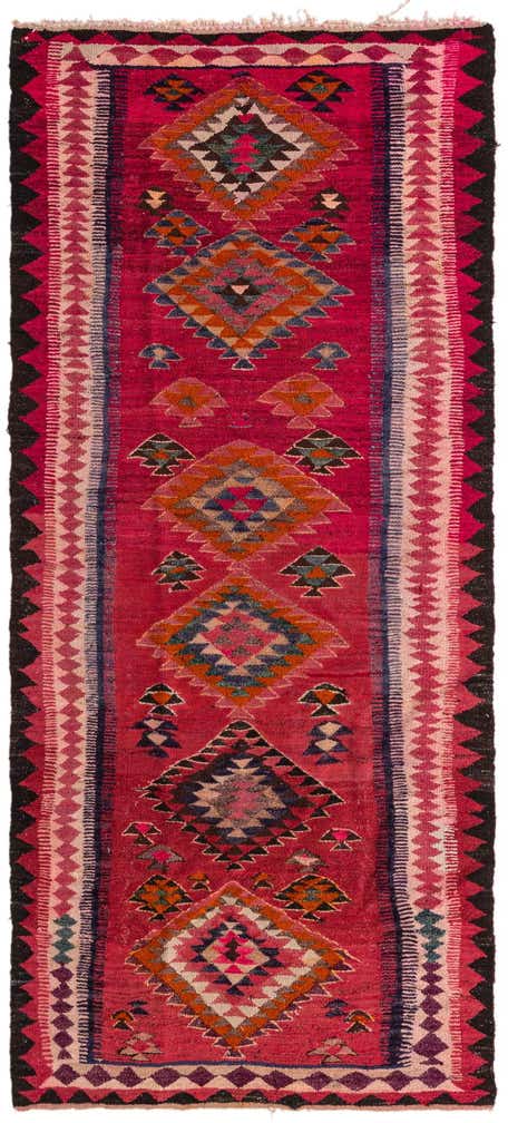 4' 1 x 9' 4 Hand Woven Kilim Fars Wool Runner Rug