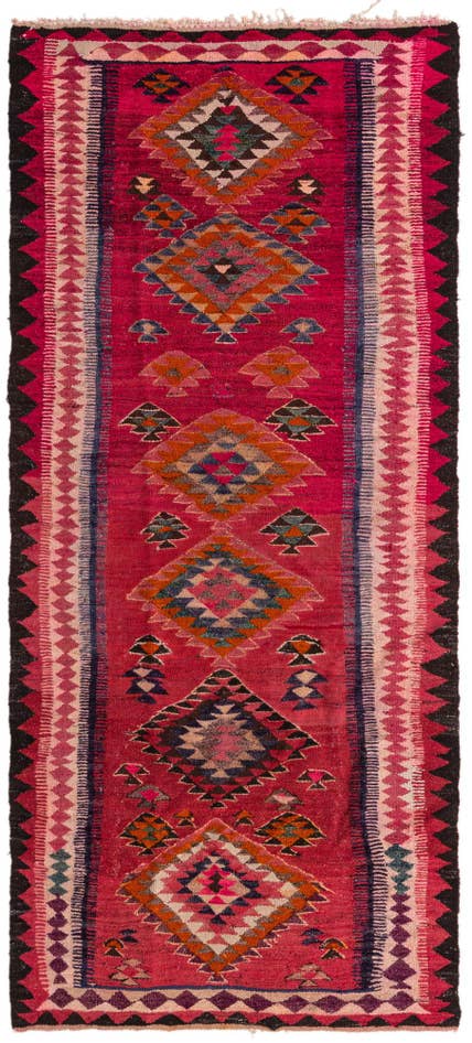 Detail image of 4' 1 x 9' 4 Hand Woven Kilim Fars Wool Runner Rug