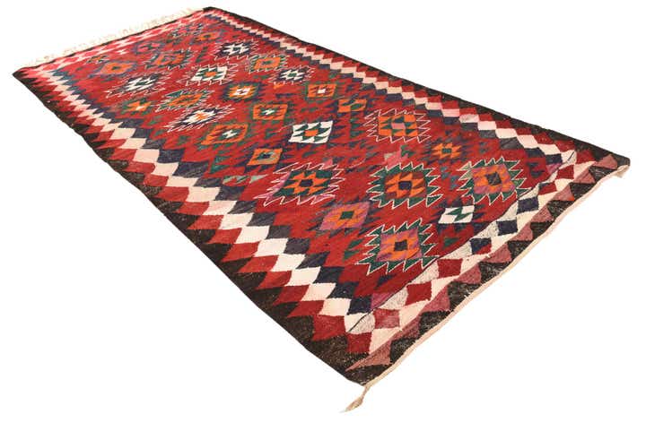 4' 10 x 9' 3 Hand Woven Kilim Fars Wool Runner Rug