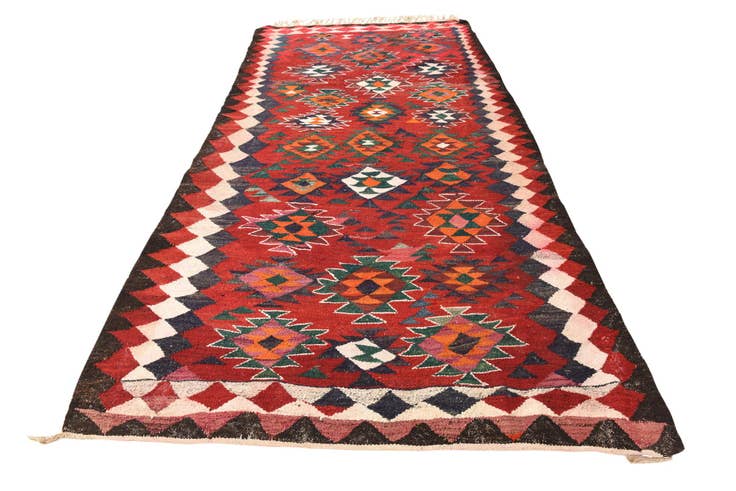 Detail image of 4' 10 x 9' 3 Hand Woven Kilim Fars Wool Runner Rug
