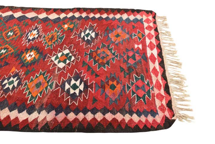 4' 10 x 9' 3 Hand Woven Kilim Fars Wool Runner Rug