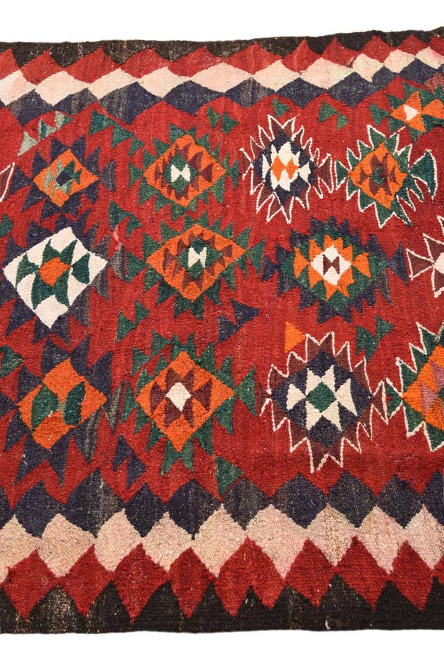 Detail image of 4' 10 x 9' 3 Hand Woven Kilim Fars Wool Runner Rug