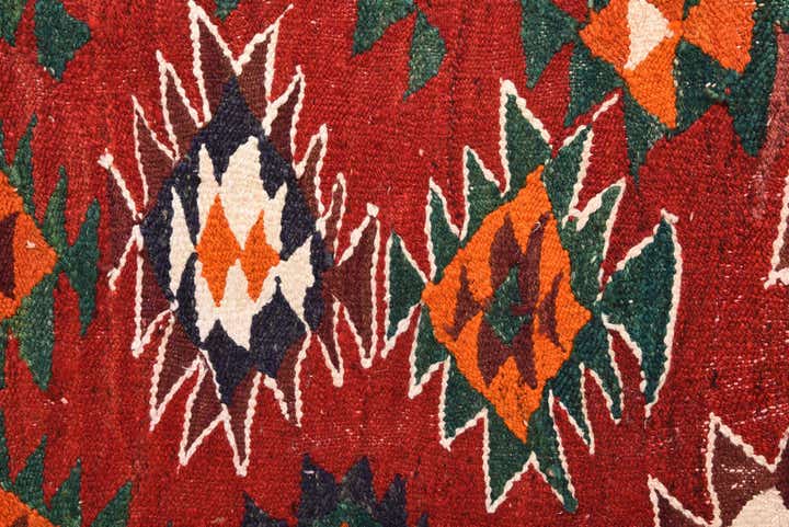 4' 10 x 9' 3 Hand Woven Kilim Fars Wool Runner Rug