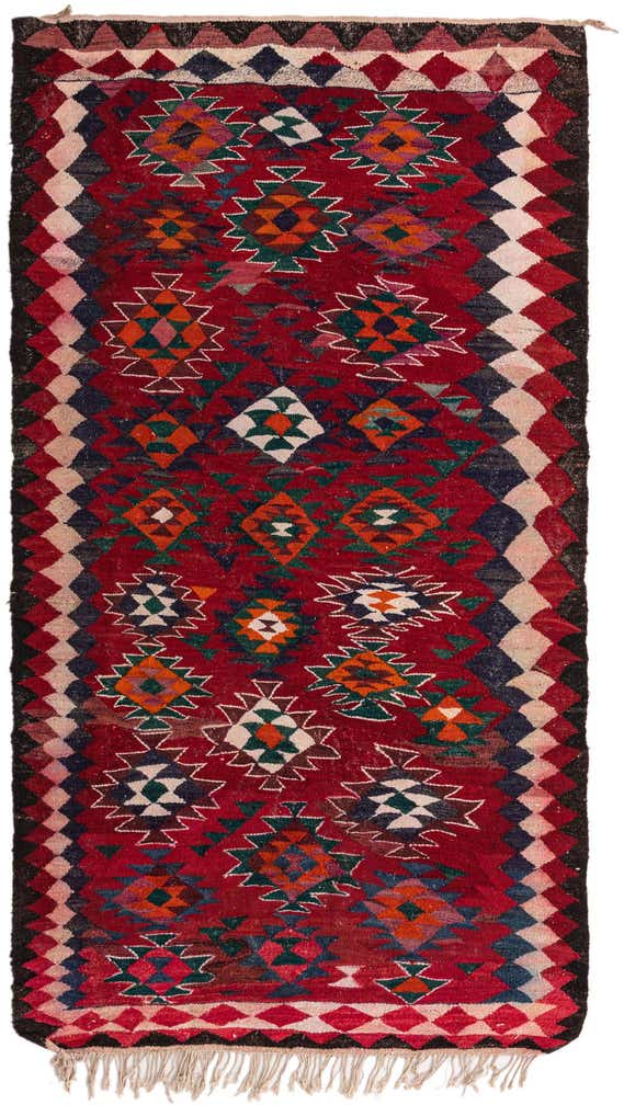 4' 10 x 9' 3 Hand Woven Kilim Fars Wool Runner Rug
