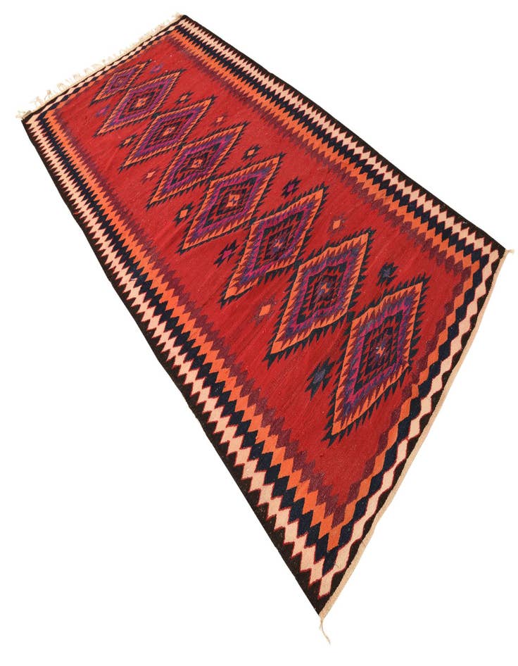 Detail image of 4' 9 x 9' 10  Hand Woven Kilim Fars Wool Runner Rug