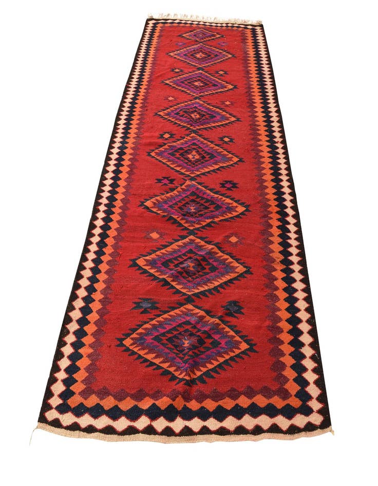 Detail image of 4' 9 x 9' 10  Hand Woven Kilim Fars Wool Runner Rug
