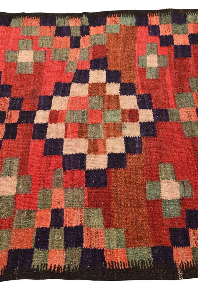 4' 1 x 7' 9 Hand Woven Kilim Fars Wool Runner Rug