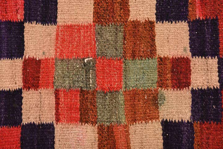 4' 1 x 7' 9 Hand Woven Kilim Fars Wool Runner Rug