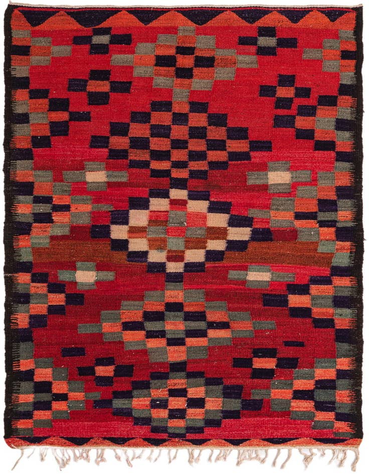 Detail image of 4' 1 x 7' 9 Hand Woven Kilim Fars Wool Runner Rug