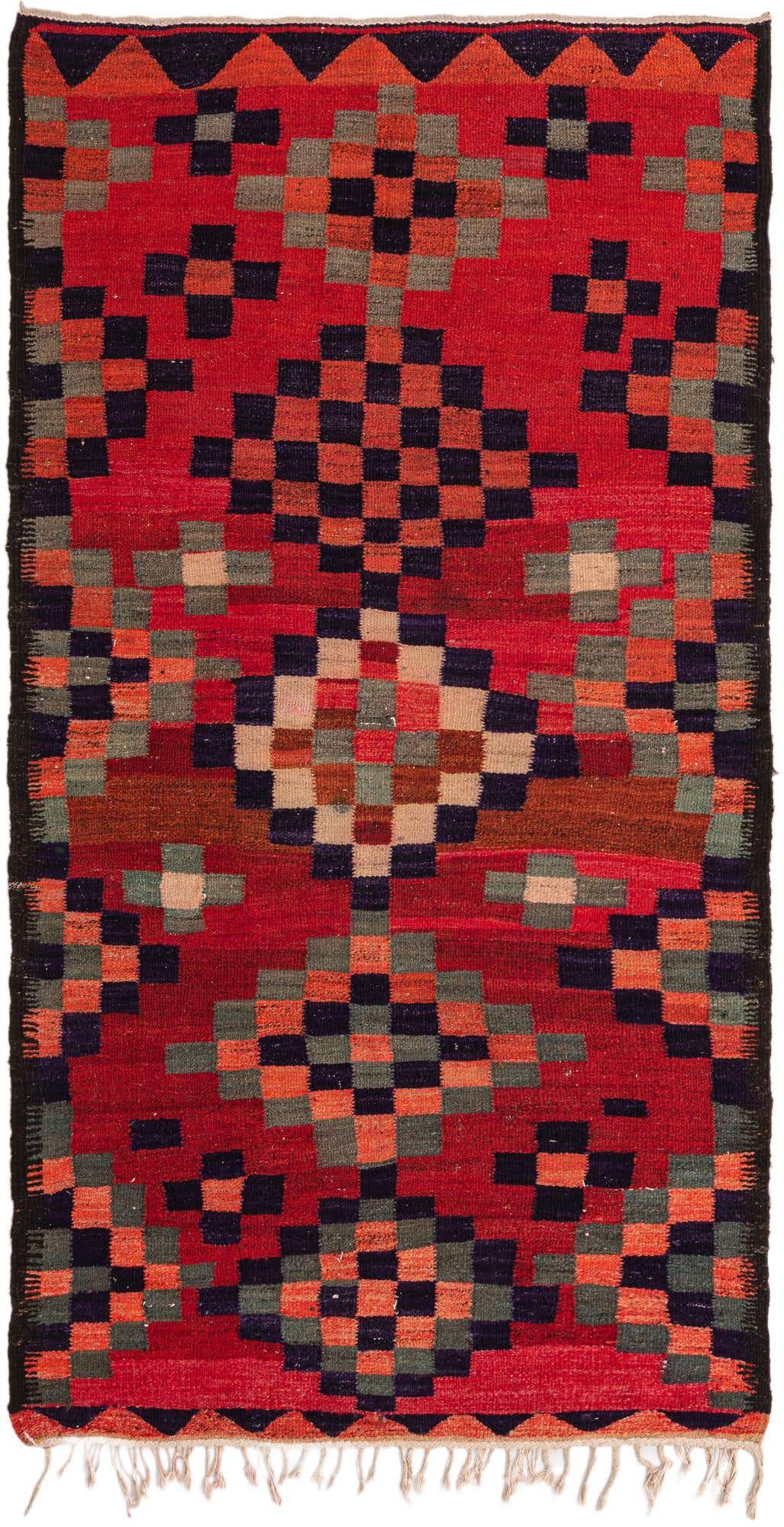 4' 1 x 7' 9 Hand Woven Kilim Fars Wool Runner Rug